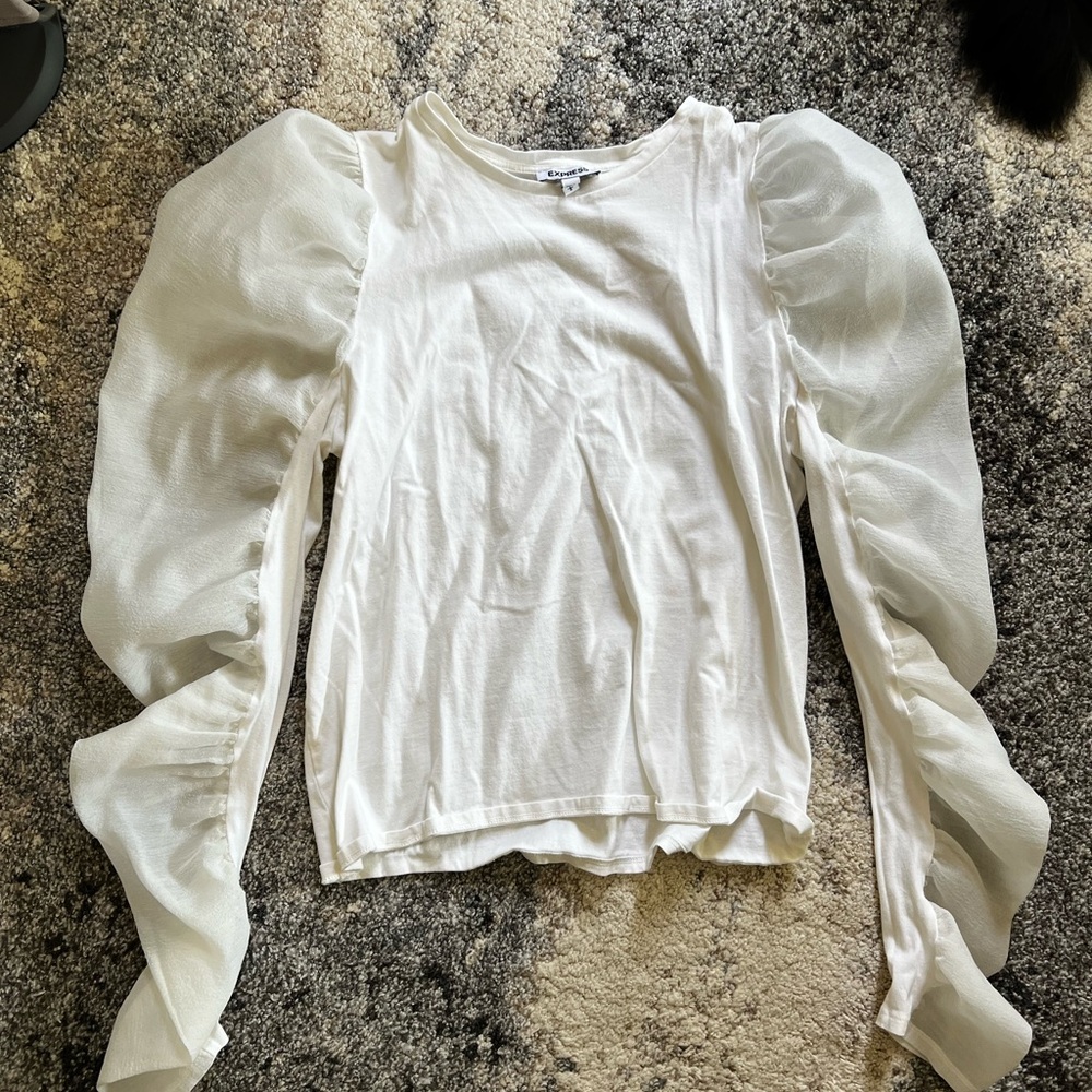 Express White Puff Sleeve Top